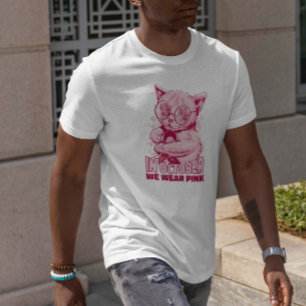 Cat Pink Ribbon  T-Shirt