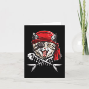 Cat Pirate Boys Men Jolly Roger Flag Skull And Cro Card