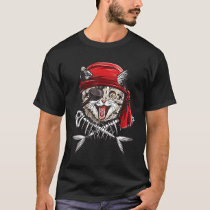 Cat Pirate Boys Men Jolly Roger Flag Skull And Cro T-Shirt