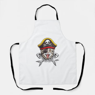 Cat Pirate Captain Men Jolly Roger Flag Skull And Apron