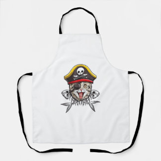 Cat Pirate Captain Men Jolly Roger Flag Skull And Apron