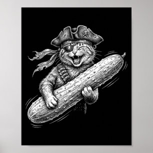 Cat pirate cucumber pickle  poster
