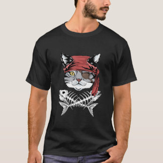 Cat Pirate Halloween Funny Cat Halloween T-Shirt