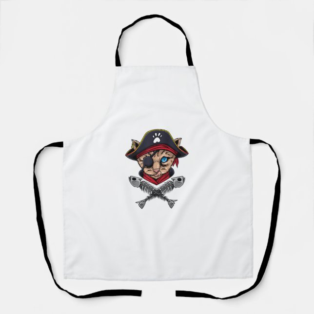 Cat Pirate Jolly Roger Flag Skull and Crossbones T Apron (Front)