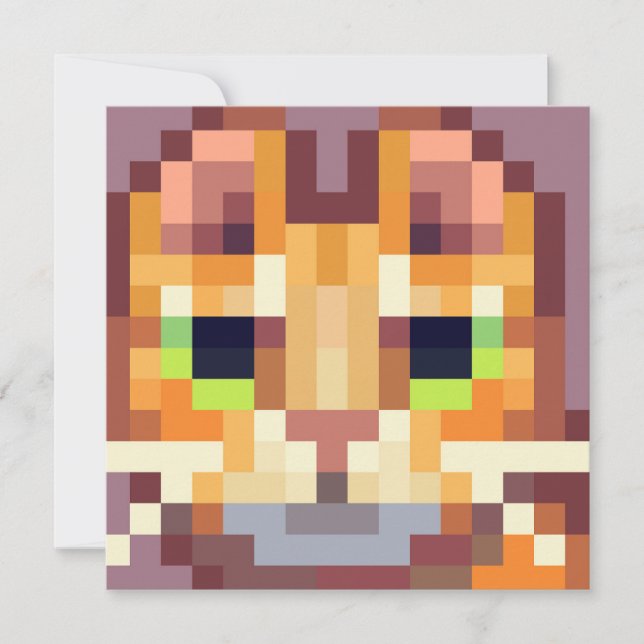 Cat Pixel art, Pixel Art Holiday Card (Front)