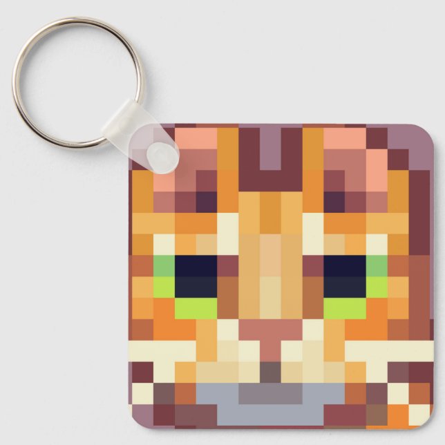 Cat pixel art, Pixel Art, keychain (Front)