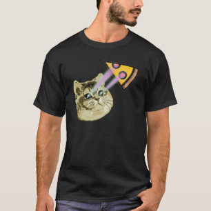 Cat Pizza Meme Laser Eyes Heavy Breathing T-Shirt