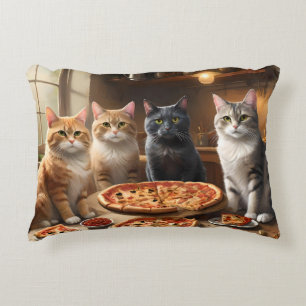 Cat Pizza Night, Decorative Cushion
