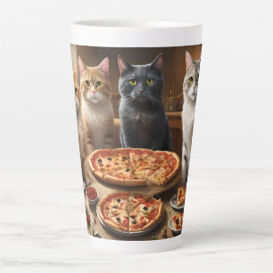 Cat Pizza Night, Latte Mug