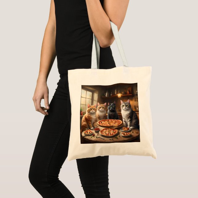 Cat Pizza Night, Tote Bag (Front (Product))