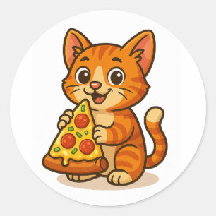 Cat Pizza Party – Cute Cartoon Cat Sticker