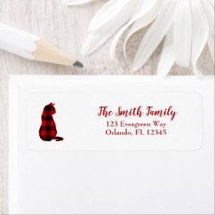 Cat Plaid Check Silhouette Return Address Label