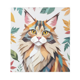 Cat Playful Adorable Fun Animal Colourful Geometri Notepad