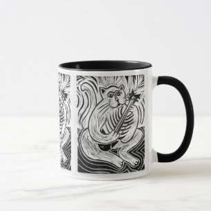 Cat Playing a Guitar in Black and White Mug
