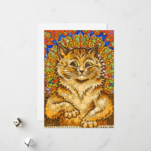 Cat Playing a Piano, Psychedelic -After Louis Wain Holiday Card