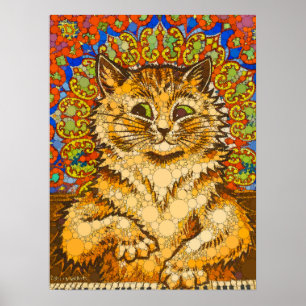 Cat Playing a Piano, Psychedelic -After Louis Wain Poster