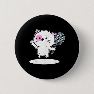 Cat Playing Badminton Badminton Player For Men Wom 6 Cm Round Badge