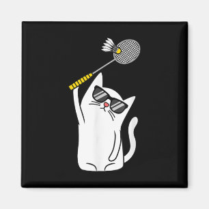 Cat Playing Badminton Shuttle Player Lover Coach G Magnet