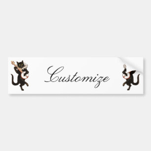Cat playing Banjo Thunder_Cove Bumper Sticker