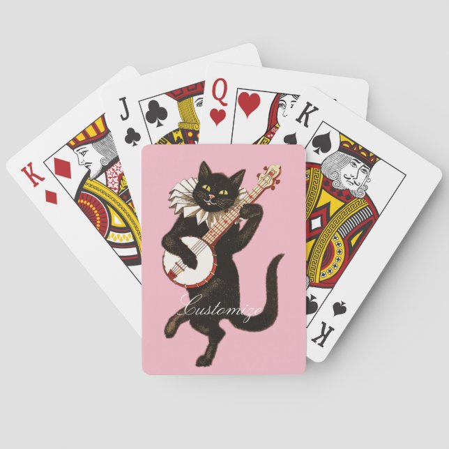 Cat playing Banjo Thunder_Cove Cards (Back)