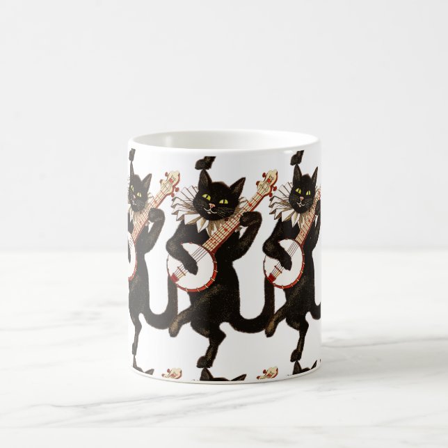Cat playing Banjo Thunder_Cove Coffee Mug (Center)