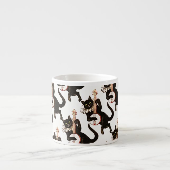 Cat playing Banjo Thunder_Cove Espresso Cup (Front)