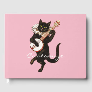 Cat playing Banjo Thunder_Cove Guest Book
