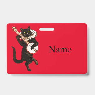 Cat playing Banjo Thunder_Cove ID Badge