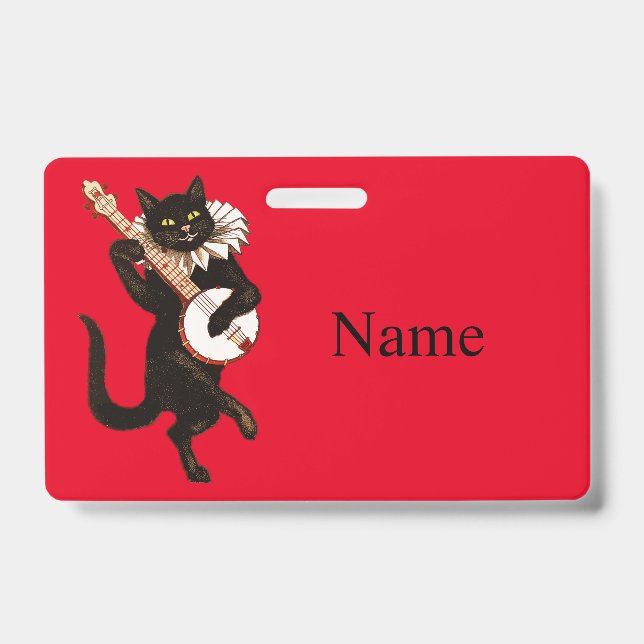 Cat playing Banjo Thunder_Cove ID Badge (Front)