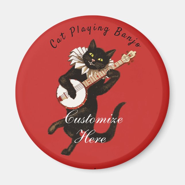 Cat playing Banjo Thunder_Cove Magnet (Front)