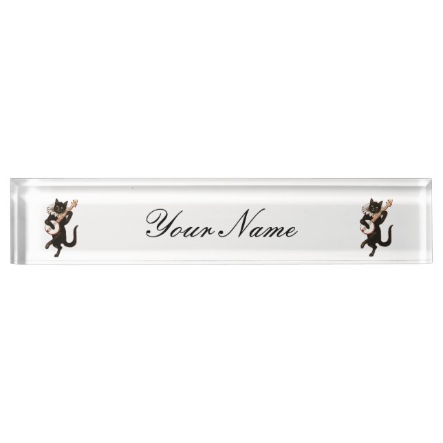 Cat playing Banjo Thunder_Cove Nameplate (Front)
