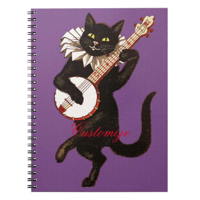 Cat playing Banjo Thunder_Cove Notebook (Front)