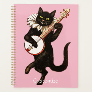 Cat playing Banjo Thunder_Cove Planner