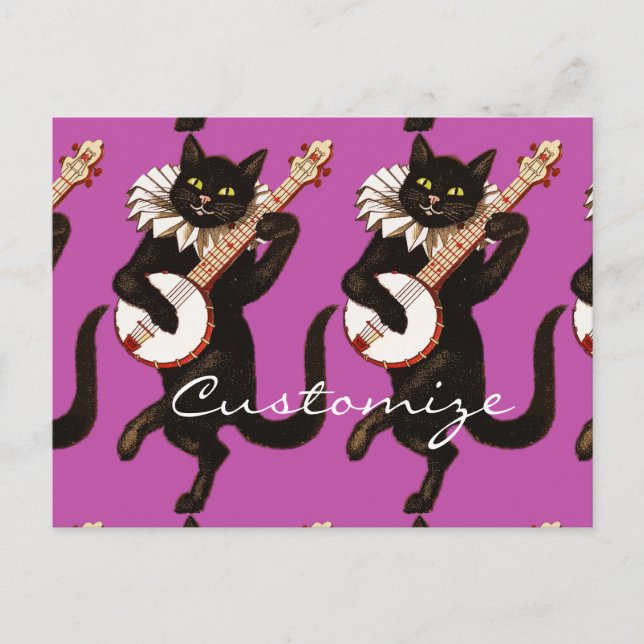 Cat playing Banjo Thunder_Cove Postcard (Front)