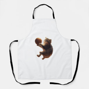 Cat Playing Basketball Funny Cats Mum Meow Kitty F Apron