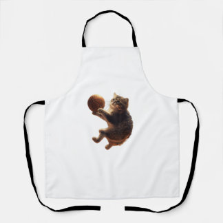 Cat Playing Basketball Funny Cats Mum Meow Kitty F Apron