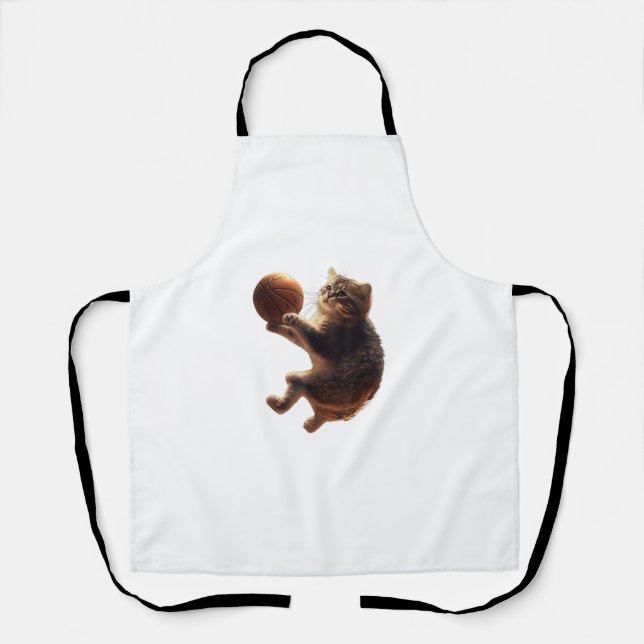 Cat Playing Basketball Funny Cats Mum Meow Kitty F Apron (Front)