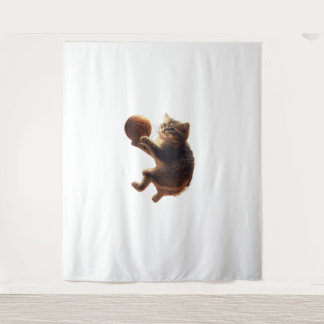 Cat Playing Basketball Funny Cats Mum Meow Kitty F Tapestry