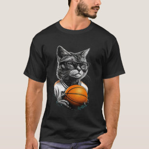 Cat Playing Basketball Graphic Tees Men Women Boys