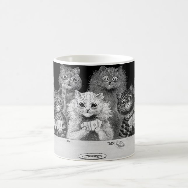 Cat Playing Card, Louis Wain Coffee Mug (Center)