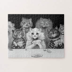 Cat Playing Card, Louis Wain Jigsaw Puzzle
