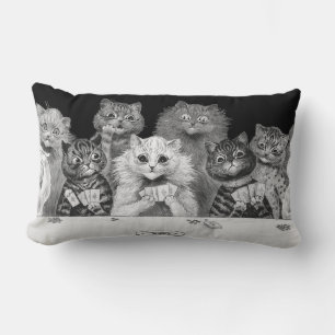 Cat Playing Card, Louis Wain Lumbar Cushion