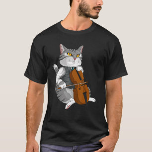 Cat Playing Cello Violin musical instrument T-Shirt