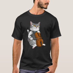 Cat Playing Cello Violin musical instrument T-Shirt