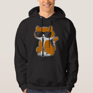 Cat Playing Clarinet Kitty Marching Band Clarinet Hoodie