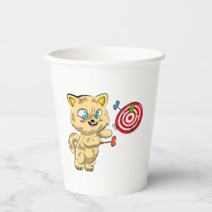 Cat Playing Darts Paper Cups