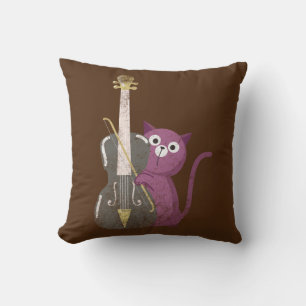 cat playing double bass  cushion