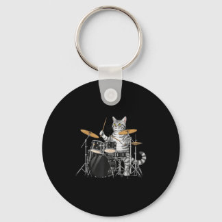 Cat Playing Drums Drumset Drumkit Drumming Drum Dr Key Ring