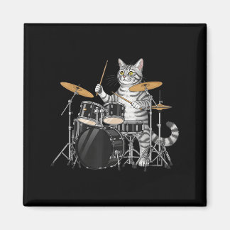 Cat Playing Drums Drumset Drumkit Drumming Drum Dr Magnet