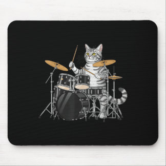 Cat Playing Drums Drumset Drumkit Drumming Drum Dr Mouse Pad